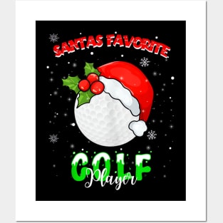 Golf Christmas - Santas Favorite Golf Player - Xmas Lights - Golfers Christmas Posters and Art